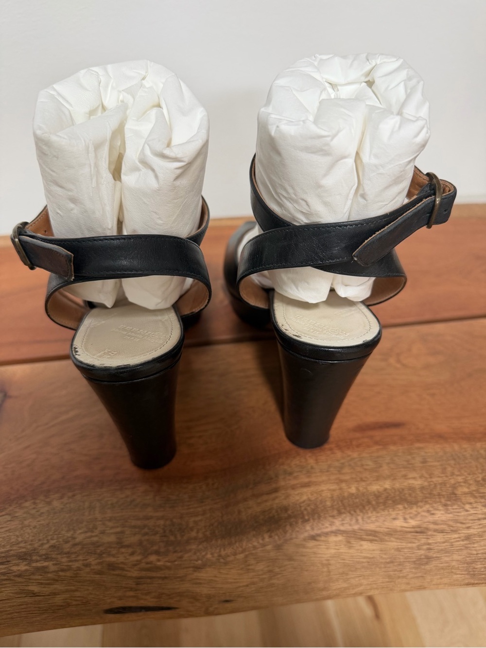 Maison Martin Margiela Black Leather Platform Slingback Heels - Picture 4 of 6